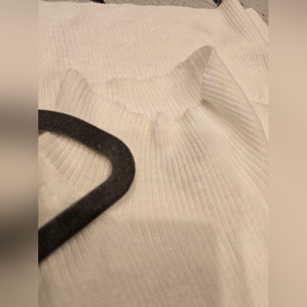 NWT Madewell Ribbed Merino Wool Mockneck Sweater Tee ivory xs $75 *flaw* - Picture 14 of 14